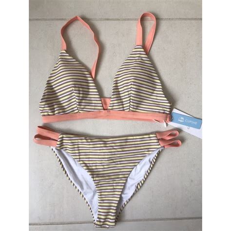 Cupshe Swim Bikini Set Padded Top Striped Swimwear Gem