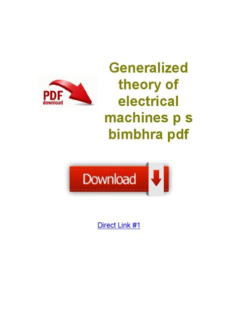 Generalized Theory of Electrical Machines P S Bimbhra PDF | PDF ...