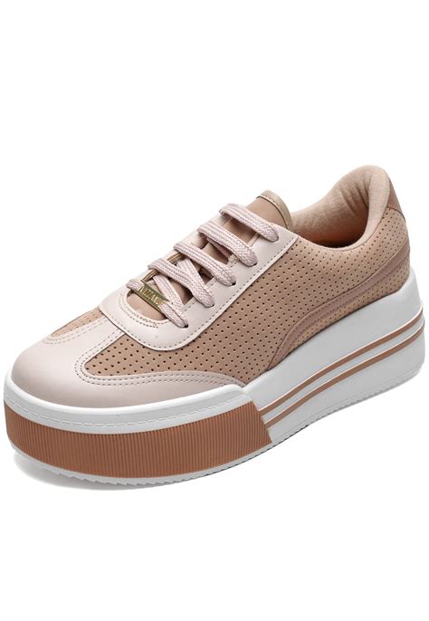 Tênis Flatform Vizzano Listras Nude Compre Agora Dafiti Brasil