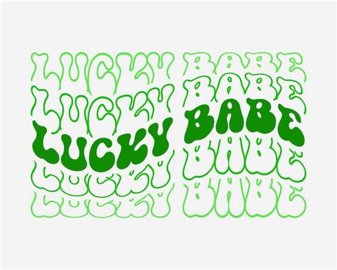 Lucky Babe citation rétro ondulé groovy miroir sublimation de typographie isolée sur fond blanc