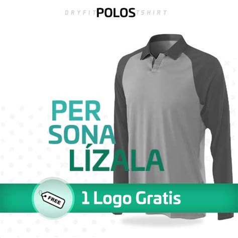 Playera Dryfit Tipo Polo Manga Larga Para Hombre Ranglan Logo Gratis Cossetti