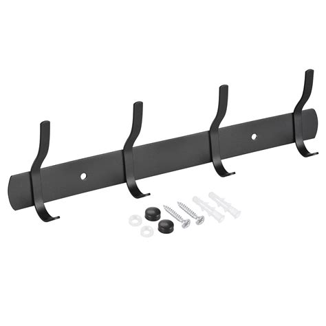 Uxcell Black Wall Mounted With 4 Hooks Coat Hook Rack Wall Hanger