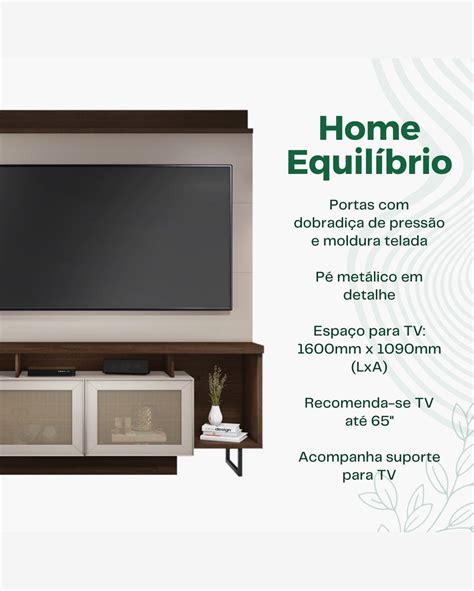 Riachuelo Estante Home para TV até 65 03 Portas Equilíbrio Café