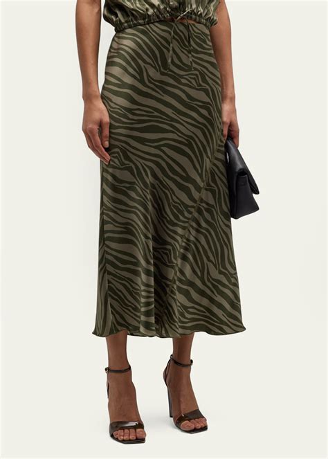 Atm Anthony Thomas Melillo Silk Charmeuse Zebra Stripe Maxi Skirt