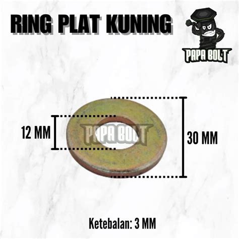 Jual Ring Plat M12 WP 12x30mm Washer Plate KUNING Shopee Indonesia