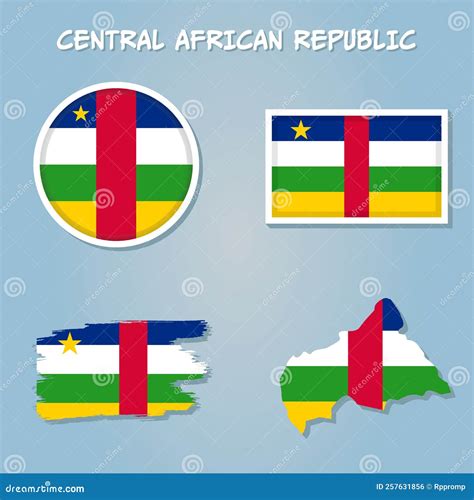 Vector Of Central African Republic Country Outline Silhouette With Flag