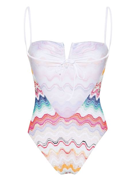 Missoni Wave Knitted Overlay Swimsuit Pink FARFETCH