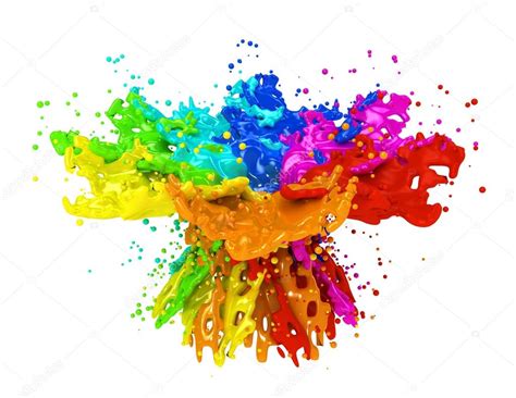 Colorful Paint Splashing Isolated On White Stock Photo By Blotty