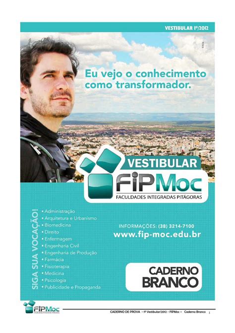 PDF CADERNO DE PROVA 1º Vestibular 2012 FIPMoc Caderno fip