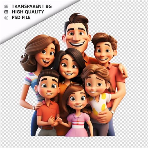 Família Latina Rápida 3D Cartoon Estilo isola de fundo branco PSD Premium