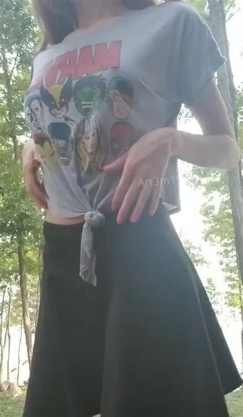 Flashing My Perky Tits In The Forest Scrolller