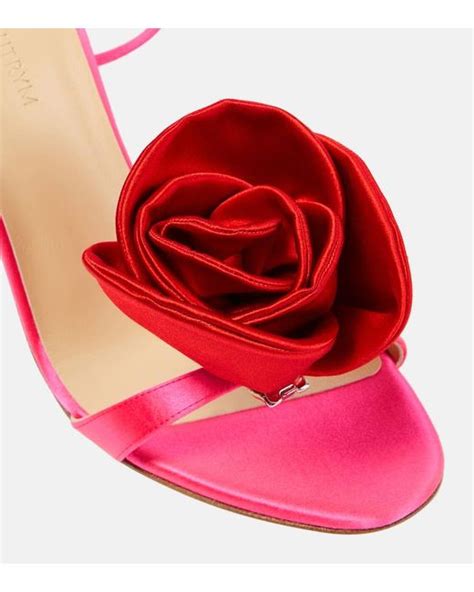 Magda Butrym Floral Applique Satin Sandals In Red Lyst