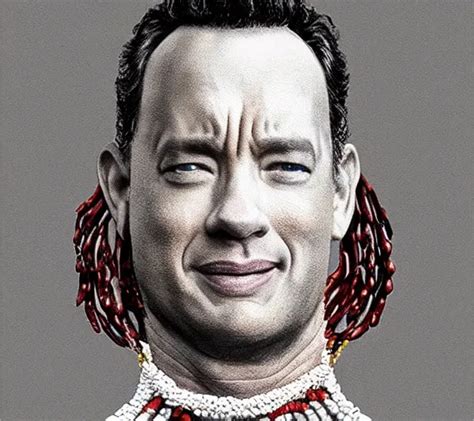 Tom Hanks As Forrest Gump Wearing A Necklace Made Out Stable