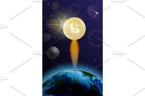 Digital Bitcoin Golden Coin With Bitcoin Symbol In Electronic