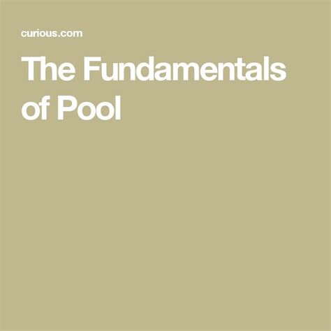 fundamentals  pool