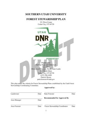 Fillable Online Suu Forest Stewardship Plans Southern Utah University