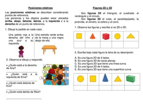 Guía de síntesis Posiciones relativas Y Figuras 2D y 3D profe social