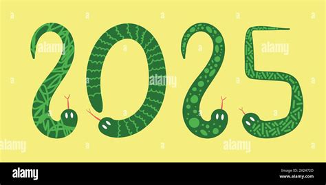 Set Of Snakes Isolated On Yellow Background Happy Chinese New Year