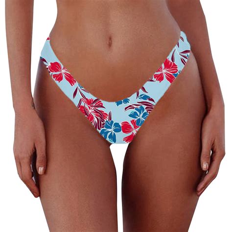 Dndkilg Women S Sexy Cheeky Thong Brazilian Cut Low Rise High Leg Bikini Bottom Light Blue Xl