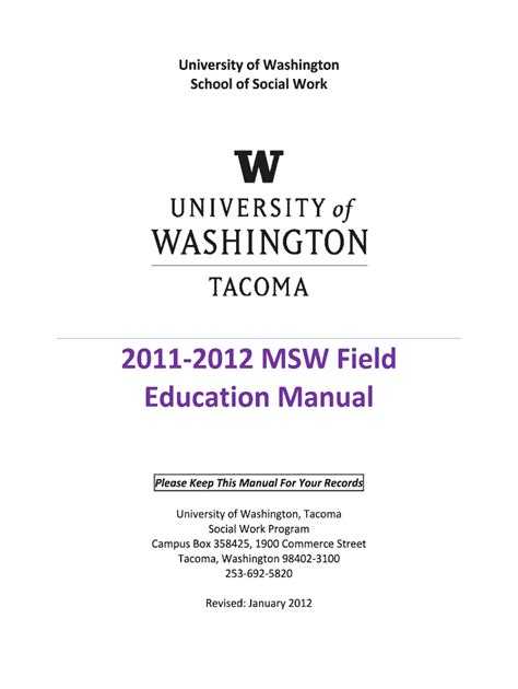 Fillable Online Tacoma Uw Msw Field Education Manual