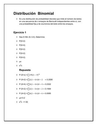 Distribuci N Binomial Ejercicios Pdf