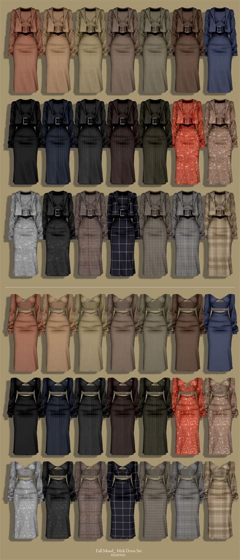 Rimings Fall Mood Midi Dress Set Rimings In Sims Clothing