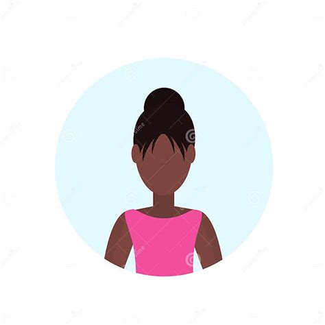 African American Woman Avatar Isolated Faceless Female Cartoon Character Portrait Flat Stock