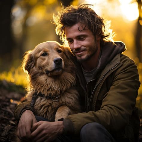 Una Persona Y Su Querido Perro Mascota Foto Premium