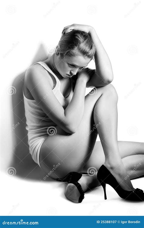 Naked Blonde Girl Sitting On Floor Stock Image Image Of People Female 25388107