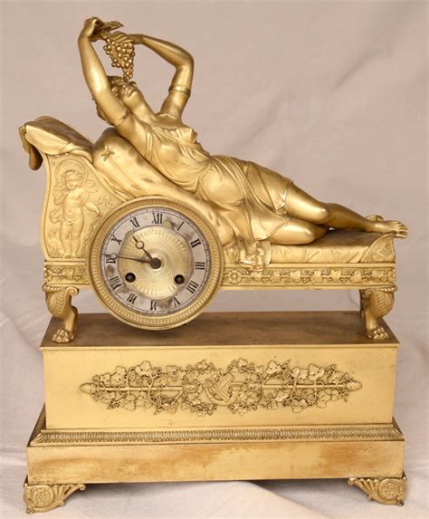 Very Fine French Empire Gilt Bronze Figural Mantel Clock Original