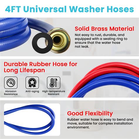 Snapklik.com : 4FT Rubber Washing Machine Hoses For Washer Flexible