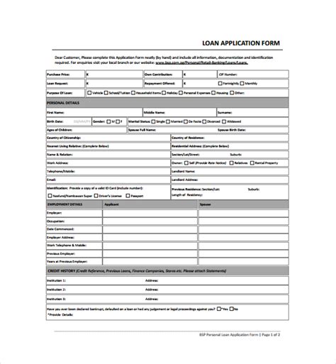 8+ Loan Application Form Templates - Word, Pages, Google Docs, PDF