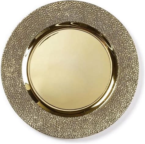 Rond Goud Structuur Kaarsenplateau 33 Cm Woonaccessoires