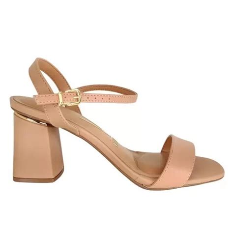 Sand Lia Feminina Vizzano Salto Grosso Nude Shopee Brasil