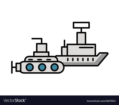 Submarine Military Force With Ship Royalty Free Vector Image