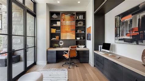 contemporary home office   floating desk premium ai generated image