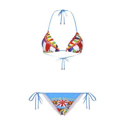 Women S Triangle Bikini With Carretto Print DOLCE GABBANA 24S
