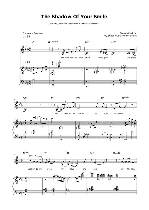 The Shadow Of Your Smile Piano Vocal Sheet Music My Sheet Music