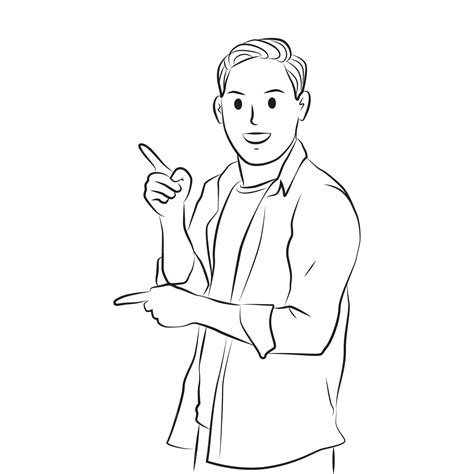 premium vector young man pointing pose illustration