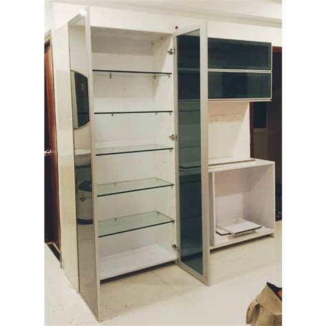 Wood Crockery Unit Profile Door Without Mirror With Locker At