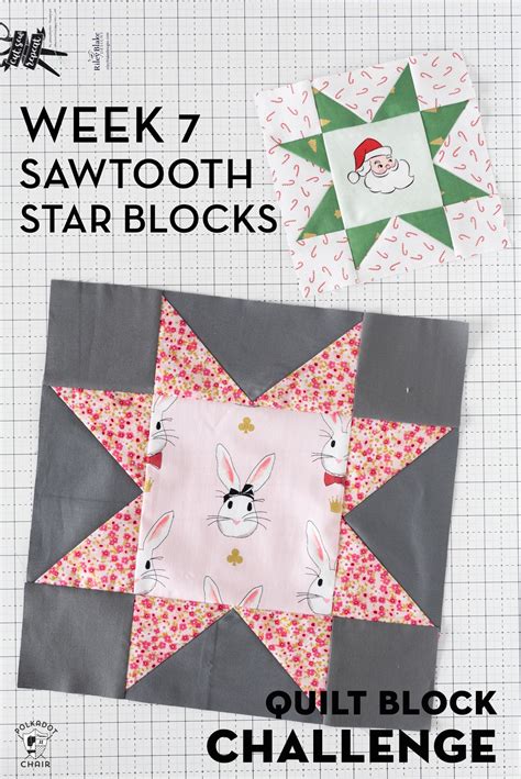 Sawtooth Star Quilt Block Pattern In Multiple Sizes Polka Dot Chair