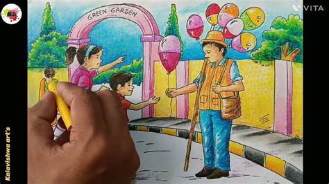 Balloon Seller Drawinghow To Draw Balloon Sellereasy Balloon Seller