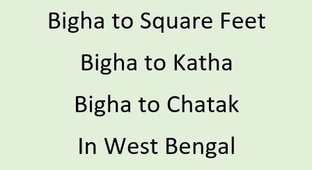 bigha  katha bigha  chatak bigha  square feet  bengal