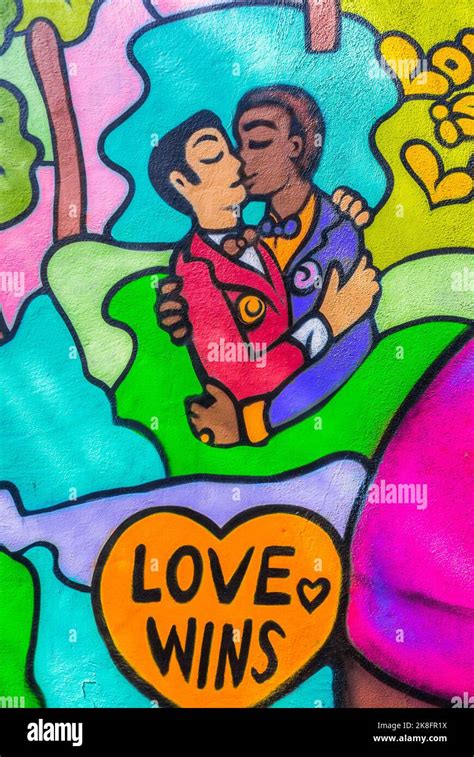 San Francisco Ca Usa Street Art Graffiti Gay Marriage Illustration The Castro District