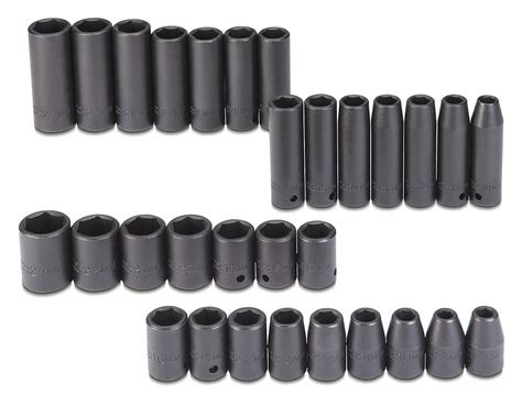 Impact Socket Set Black Oxide 1 2 In Impact Rated Yes Grainger