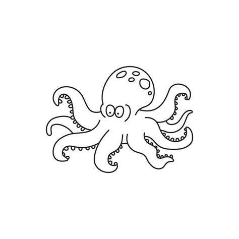 Hand drawn Kids drawing Cartoon Cute octopus Isolated on White ...