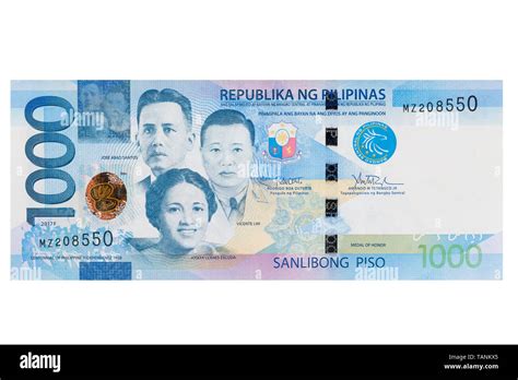 Philippine one thousand peso banknote on a white background Stock Photo ...