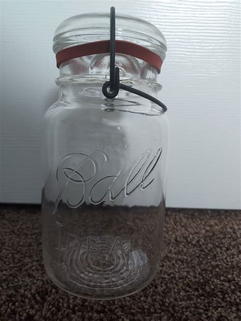 Vintage Ball Ideal Patd July 14 1908 Mason Jar W Glass Lid And Wire