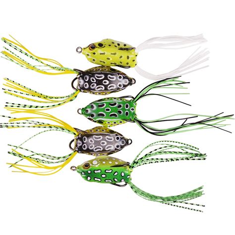 5pcs Set Soft Toad Frogs Bait For Bass Top Water Crankbaits Artificial