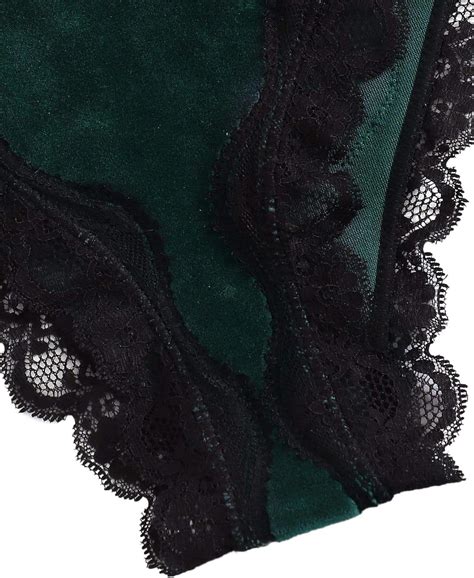 Sweatyrocks Women S Lace Trim Underwear Lingerie Straps Bralette And Panty Set Dark Green S At